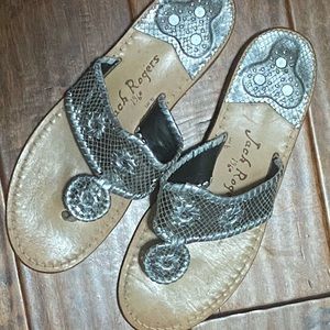 Jack Rogers Silver Textured Sandals